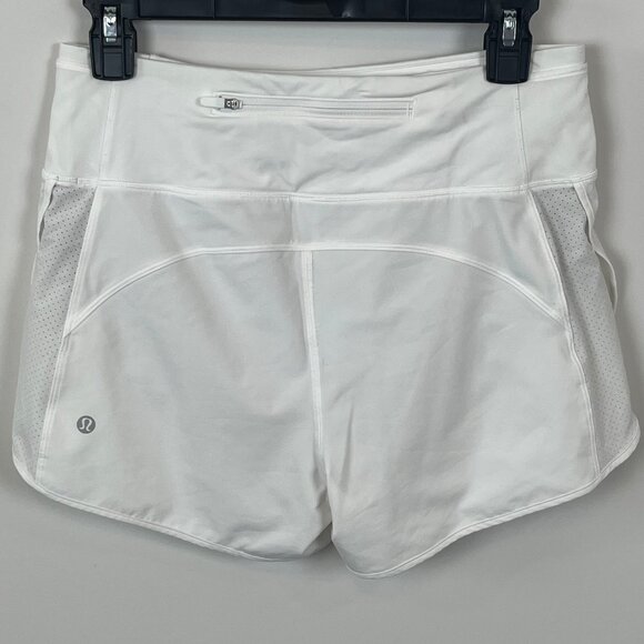 Lululemon White Real Quick Shorts Perforated Run Train Women’s W7ANVS Size 6 - Picture 3 of 12